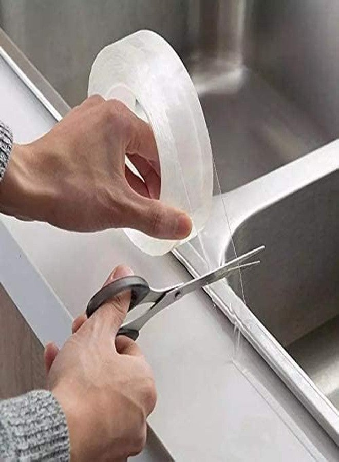 ZIXAD Caulk Tape Transparent Acrylic Waterproof Self-Adhesive Tape for Kitchen Sink Corner Line Sticking Strip Sealing Caulking Strip for Kitchen Sink Bathtub Bathroom Shower Toilet Clear(3cmX5m) - Image 3